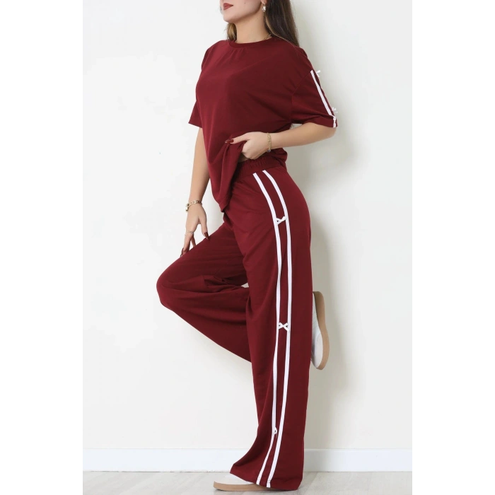 Kurdele Detaylı Eşofman Takımı Bordo - 52219.1857.
