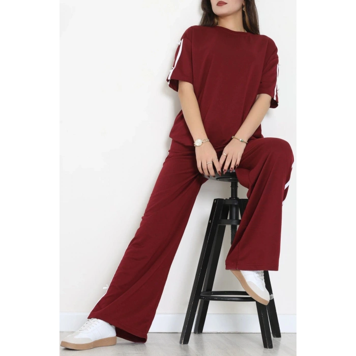 Kurdele Detaylı Eşofman Takımı Bordo - 52219.1857.