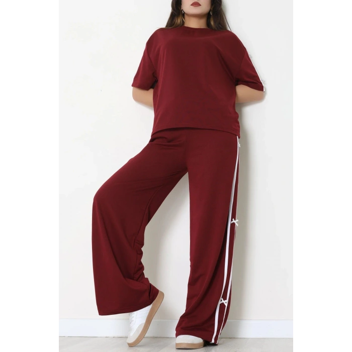 Kurdele Detaylı Eşofman Takımı Bordo - 52219.1857.