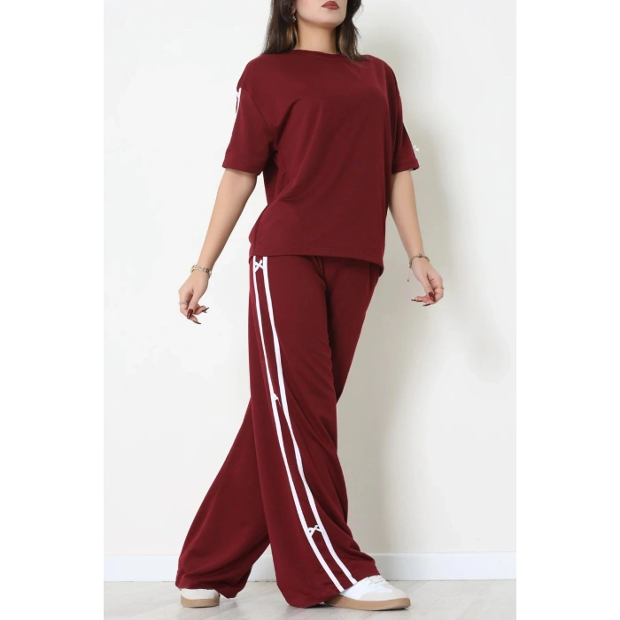 Kurdele Detaylı Eşofman Takımı Bordo - 52219.1857.