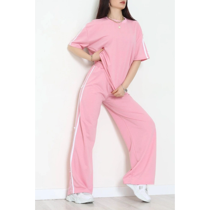 Kurdele Detaylı Eşofman Takımı Pembe - 52219.1857.