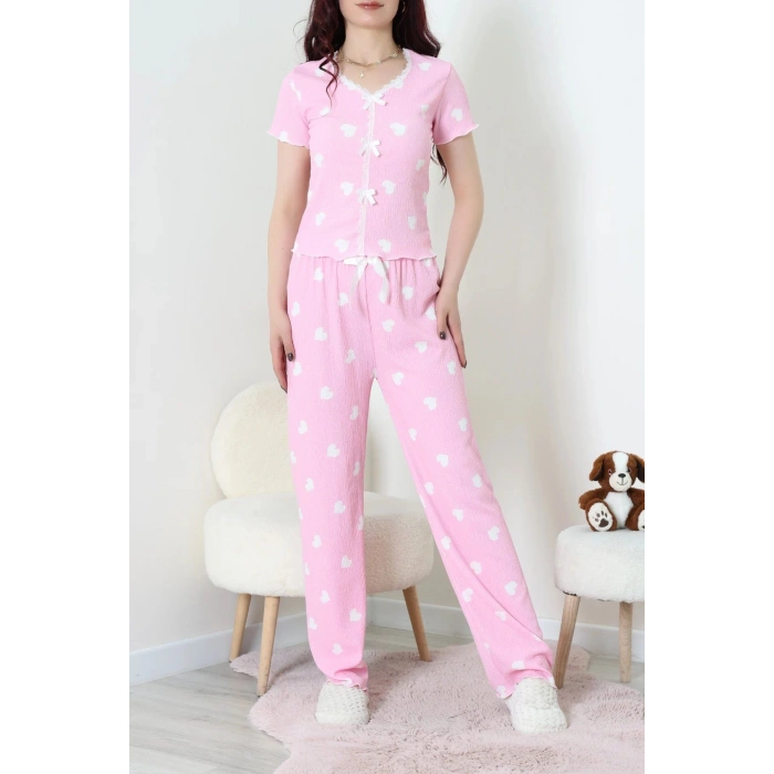 Kurdeleli Bürümcük Pijama Takımı Pembekalp - 52339.2159.