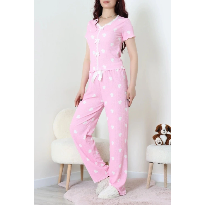 Kurdeleli Bürümcük Pijama Takımı Pembekalp - 52339.2159.