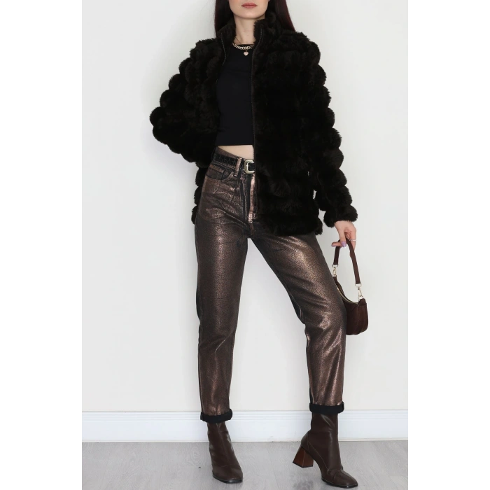 Kürt Görünümlü Peluş Ceket Acıkahve - 80877.107.