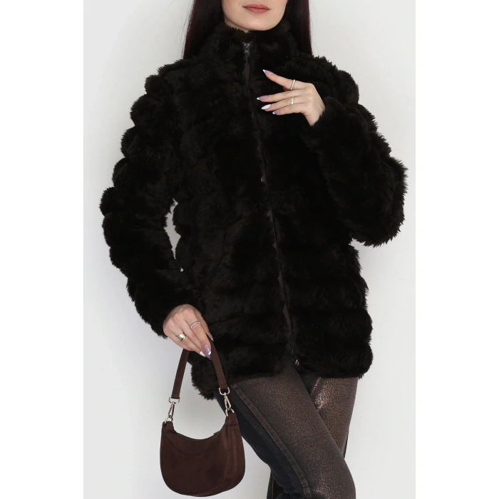 Kürt Görünümlü Peluş Ceket Acıkahve - 80877.107.