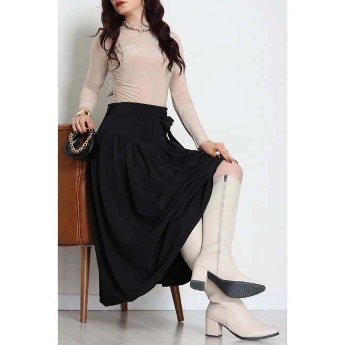 Kuşaklı Etek Siyah - 6999.2126.