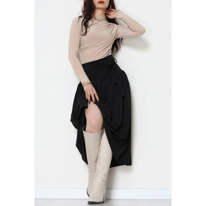 Kuşaklı Etek Siyah - 6999.2126.