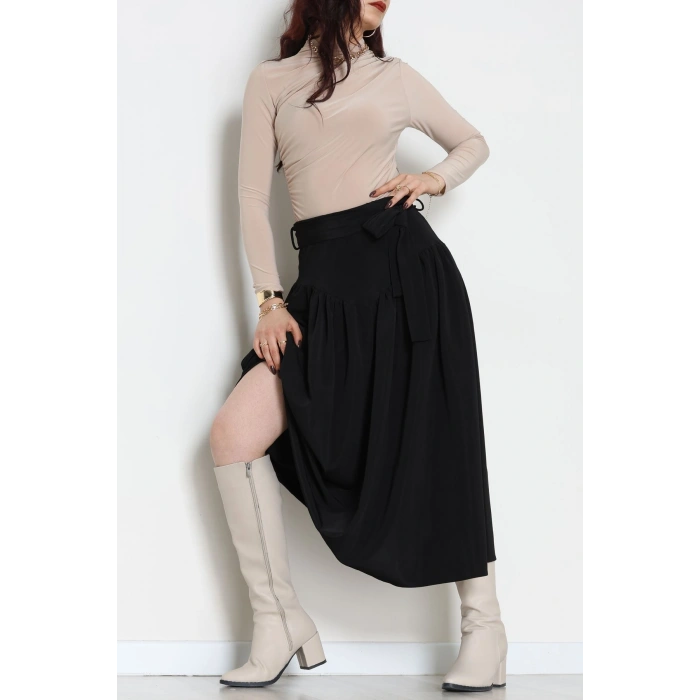 Kuşaklı Etek Siyah - 6999.2126.