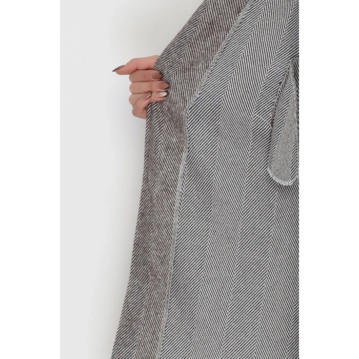 Kuşaklı Kaşe Kaban Kahveçizgili - 31619.701.