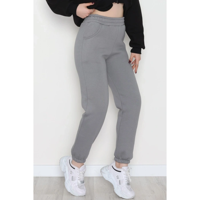 Lastikli 3 İplik Eşofman Altı Antrasit - 20956.1878.