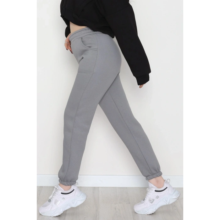 Lastikli 3 İplik Eşofman Altı Antrasit - 20956.1878.