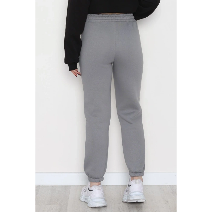 Lastikli 3 İplik Eşofman Altı Antrasit - 20956.1878.