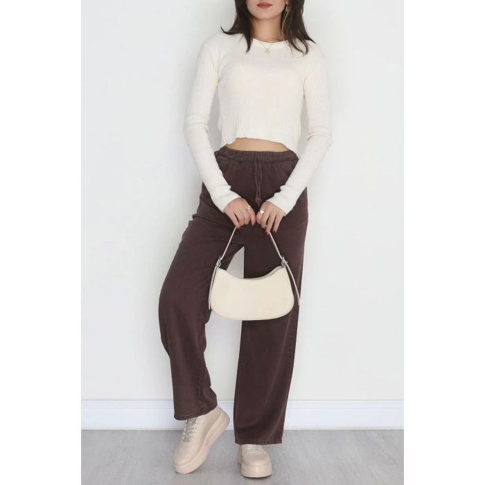 Lastikli Palazzo Gabardin Kot Pantolon Kahve1 - 31559.2088.