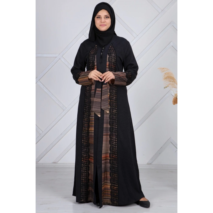 Lazer İşlemeli Küpür Ferace 7119 Siyah