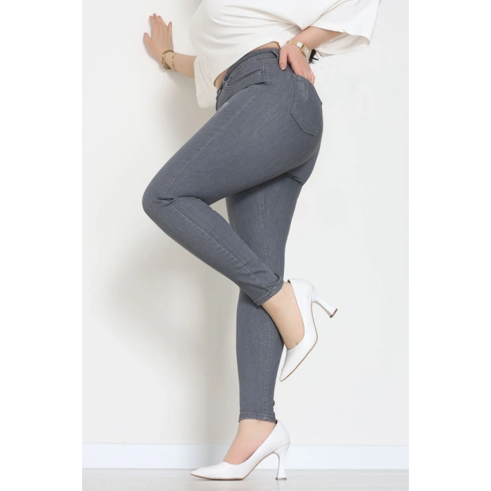 Lazer Kesim Büyük Beden Kot Pantolon Füme - 31828.2121.