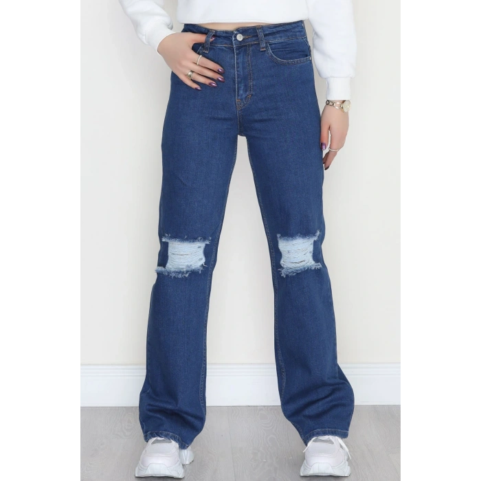 Lazer Kesim Palazzo Kot Pantolon Koyumavi - 42689.1836.