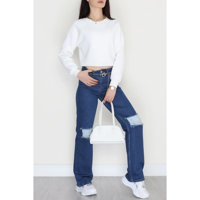 Lazer Kesim Palazzo Kot Pantolon Koyumavi - 42689.1836.