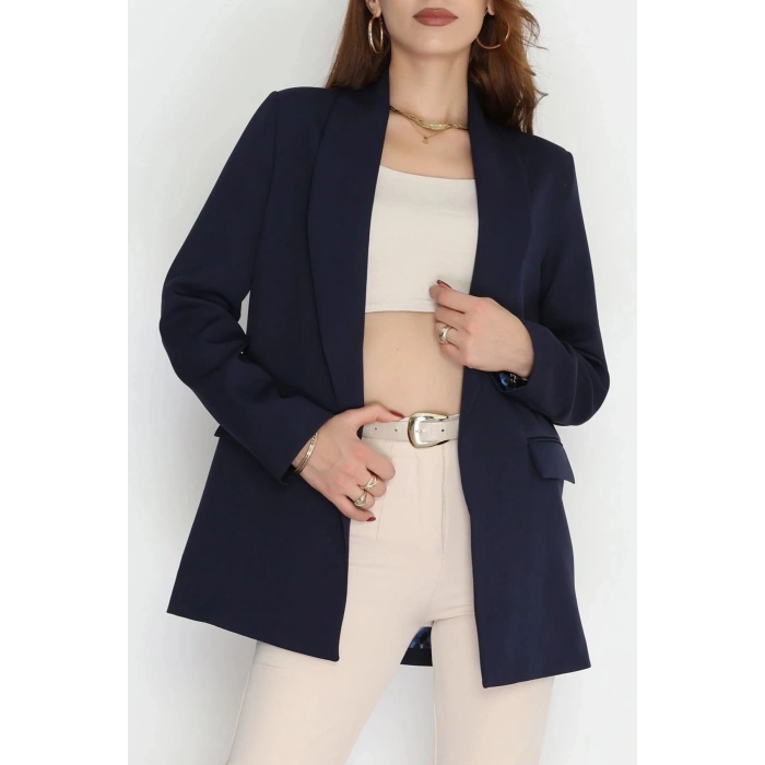 Leopar Astarlı Blazer Ceket Lacivert - 51500.1909.