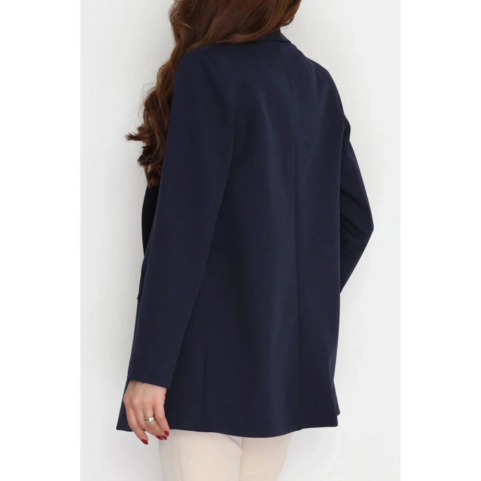 Leopar Astarlı Blazer Ceket Lacivert - 51500.1909.