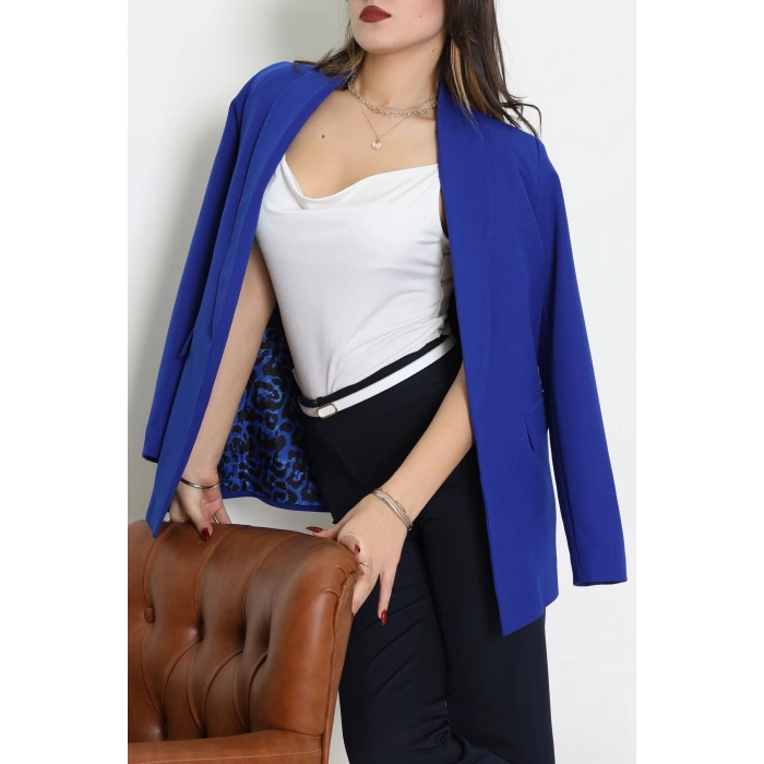 Leopar Astarlı Blazer Ceket Saks - 51500.1355.
