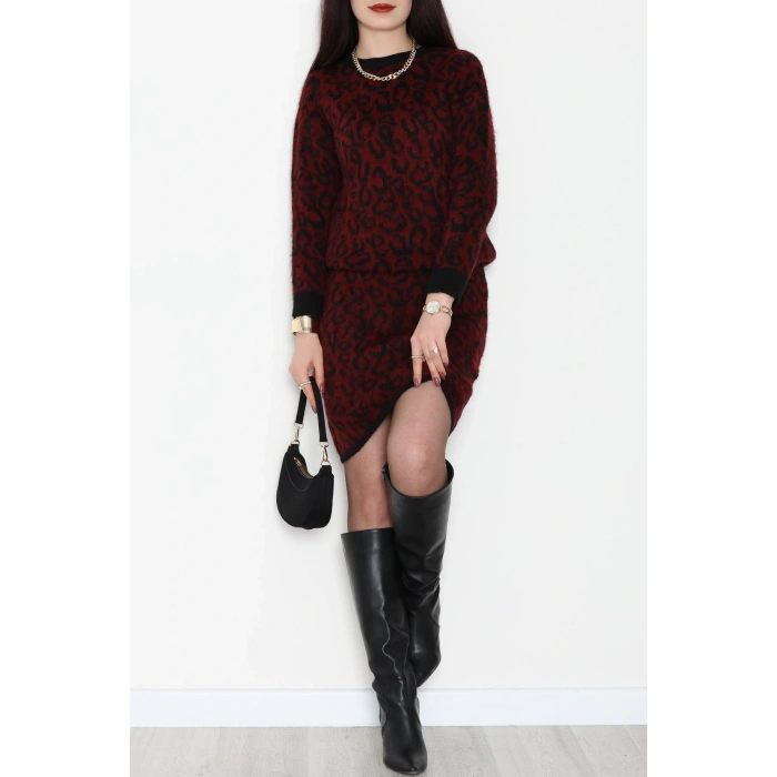 Leopar Desenli Triko Takım Bordoleo - 51107.1765.