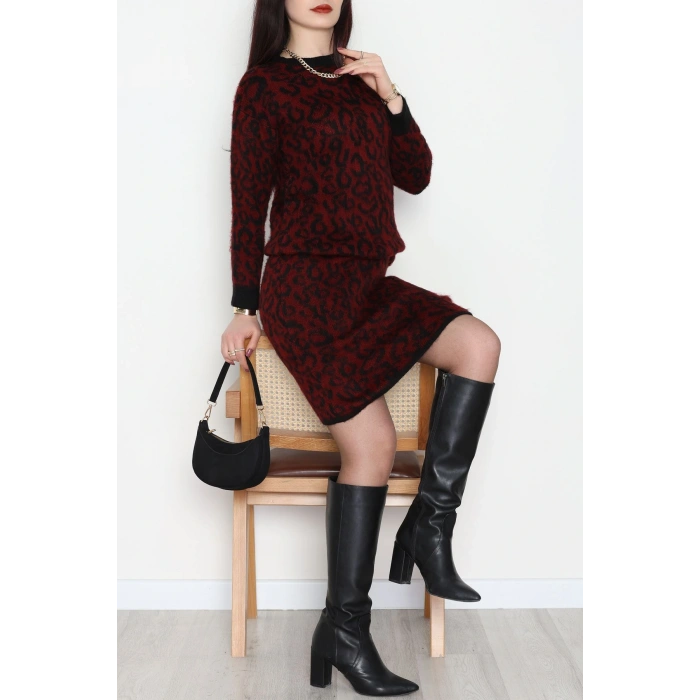 Leopar Desenli Triko Takım Bordoleo - 51107.1765.