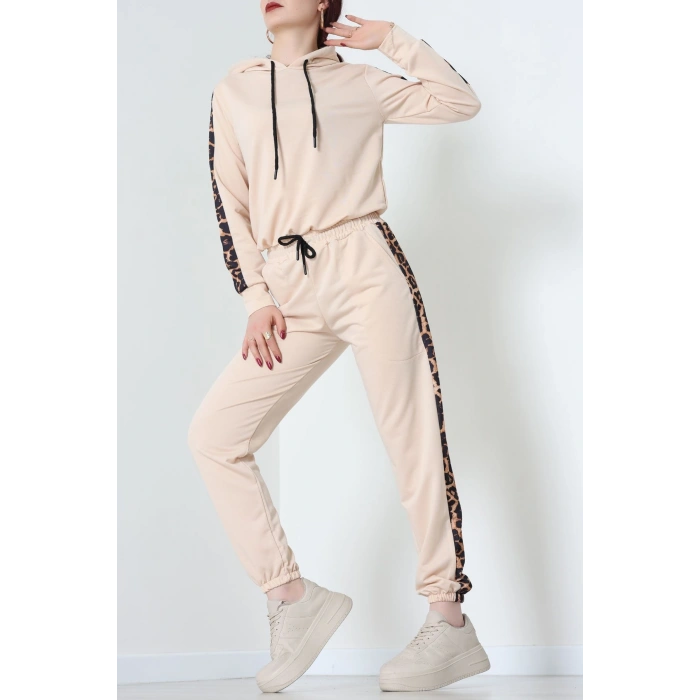 Leopar Garnili Eşofman Takım Bej - 20112.1857.