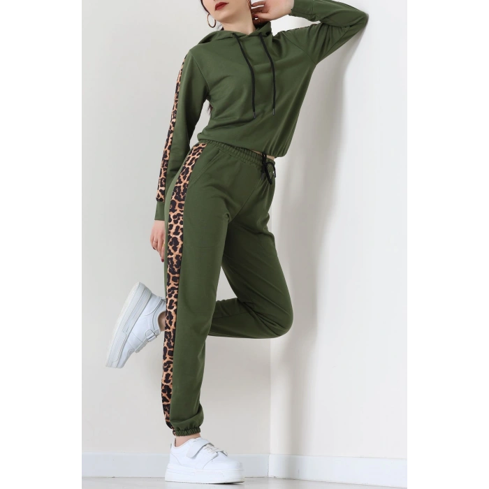 Leopar Garnili Eşofman Takım Haki - 20112.1857.