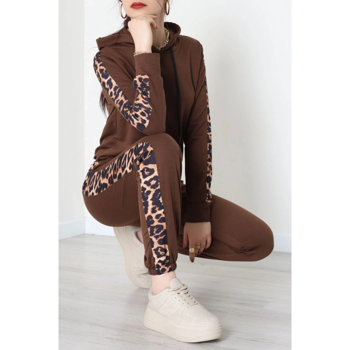 Leopar Garnili Eşofman Takım Kahve - 20112.1857.