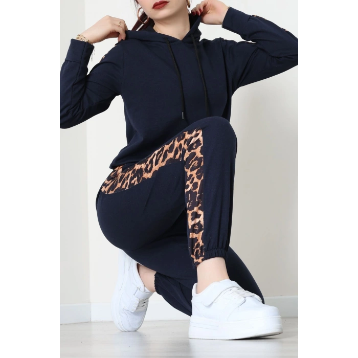 Leopar Garnili Eşofman Takım Lacivert - 20112.1857.