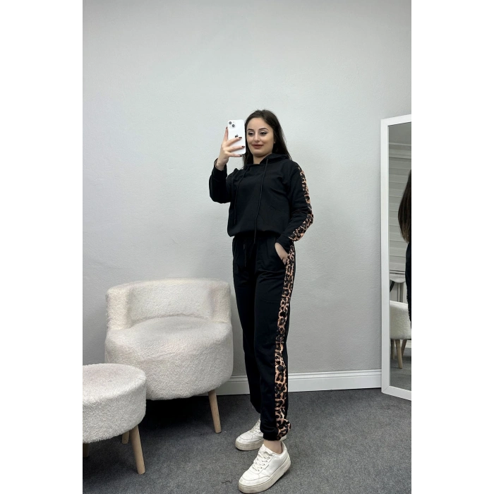 Leopar Garnili Eşofman Takım Siyah - 20112.1857.