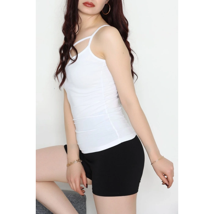 Likralı Arkası Ve Önü Biyeli İp Askılı Atlet Siyahbeyazkırmızı - 39093.200.