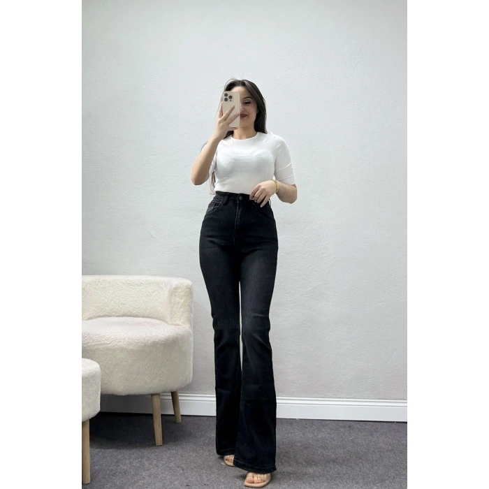 Likralı İspanyol Kot Pantolon Füme - 32452.2001.