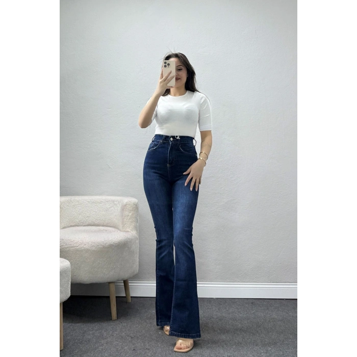 Likralı İspanyol Kot Pantolon Lacivert - 32452.2001.