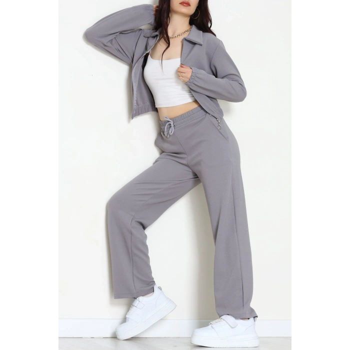 Likralı İthal Krep İkili Takım Gri - 42070.1567.