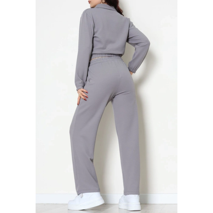 Likralı İthal Krep İkili Takım Gri - 42070.1567.