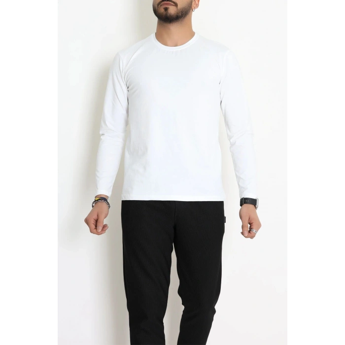 Likralı Kompak Penye Erkek Body Beyaz - 70961.2032.