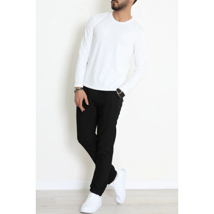 Likralı Kompak Penye Erkek Body Beyaz - 70961.2032.