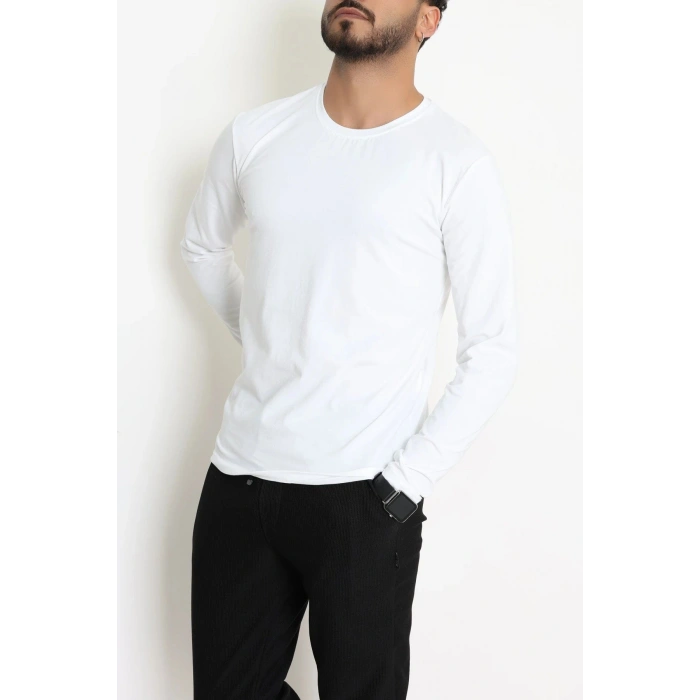 Likralı Kompak Penye Erkek Body Beyaz - 70961.2032.