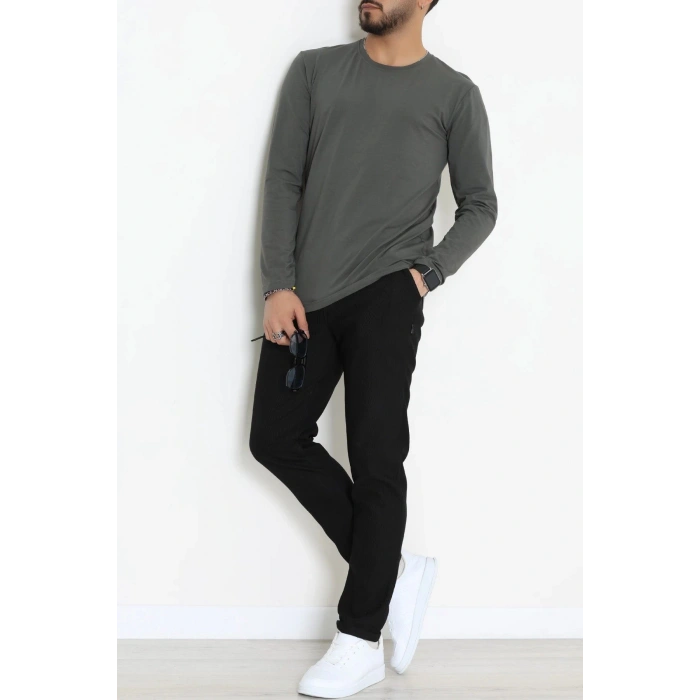 Likralı Kompak Penye Erkek Body Haki - 70961.2032.