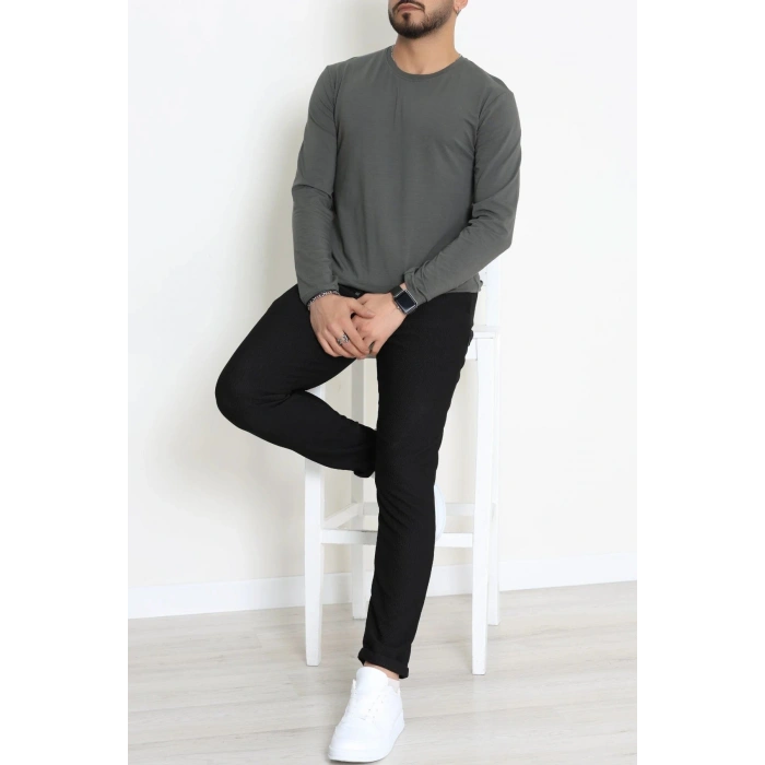 Likralı Kompak Penye Erkek Body Haki - 70961.2032.