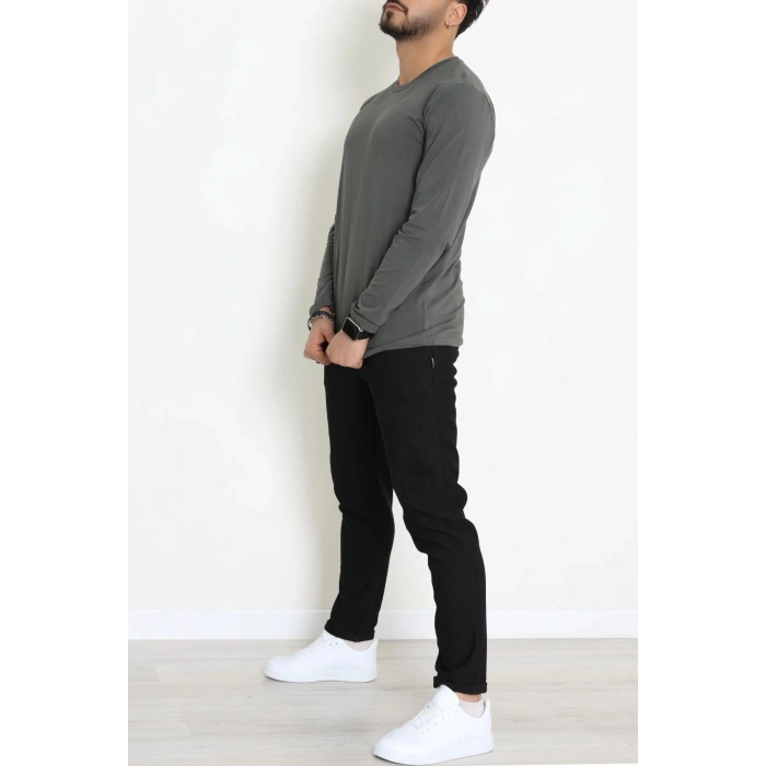 Likralı Kompak Penye Erkek Body Haki - 70961.2032.