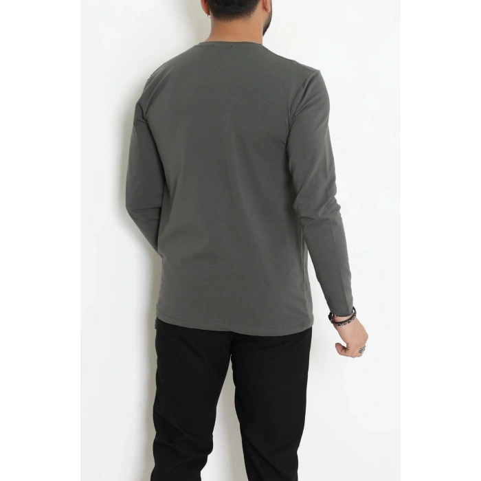 Likralı Kompak Penye Erkek Body Haki - 70961.2032.