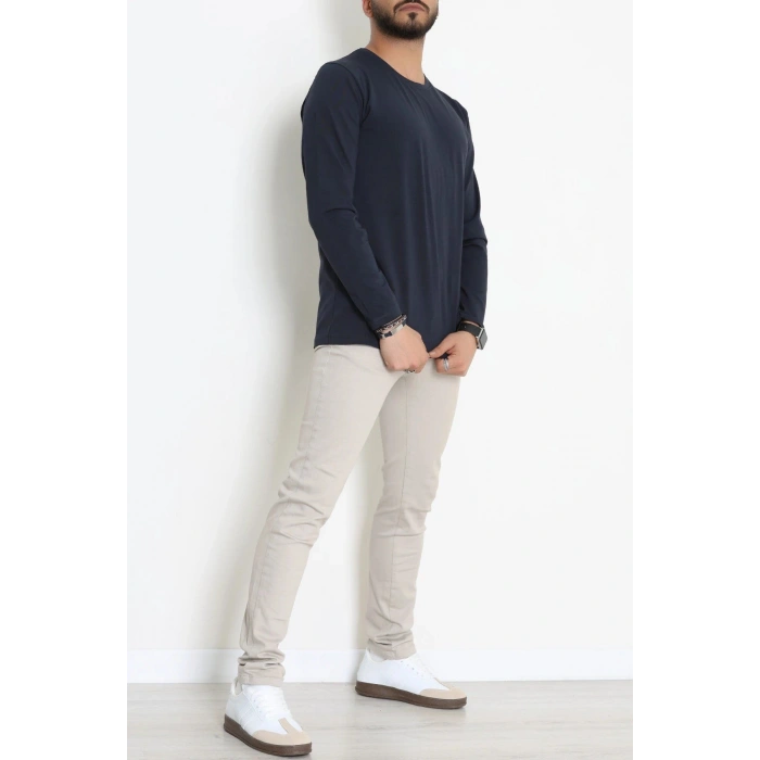 Likralı Kompak Penye Erkek Body Lacivert - 70961.2032.
