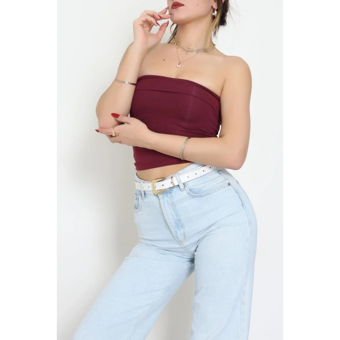 Likralı Straplez Ribana Atlet Bordo - 21922.200.