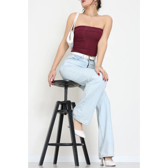 Likralı Straplez Ribana Atlet Bordo - 21922.200.