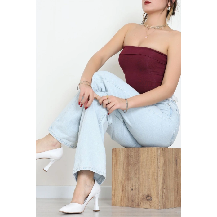 Likralı Straplez Ribana Atlet Bordo - 21922.200.