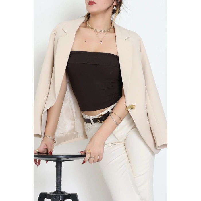 Likralı Straplez Ribana Atlet Kahve - 21922.200.