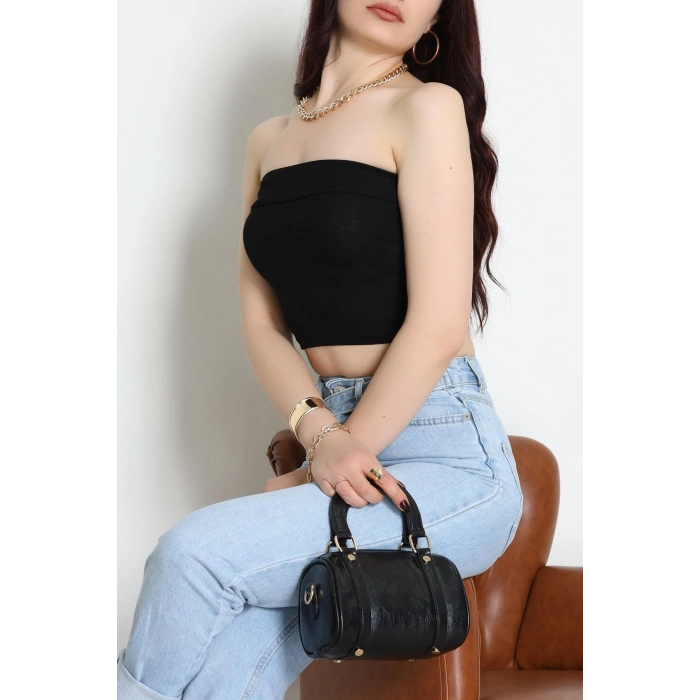 Likralı Straplez Ribana Atlet Siyah - 21922.200.