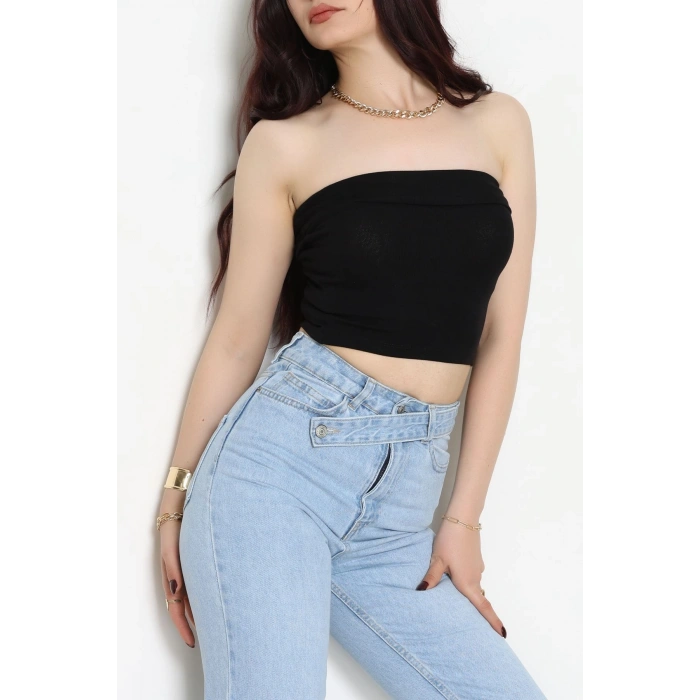 Likralı Straplez Ribana Atlet Siyah - 21922.200.